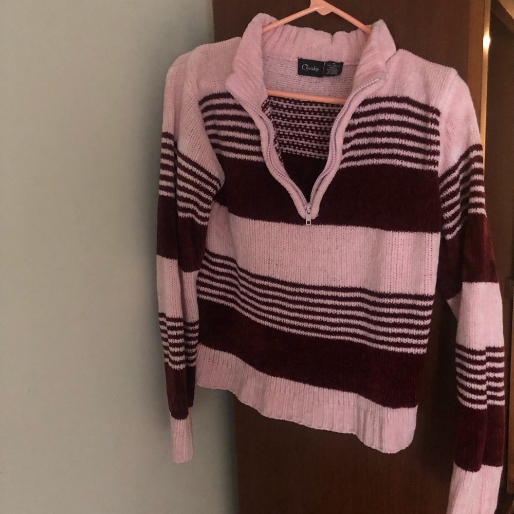 Pink and dark red sweater shirt